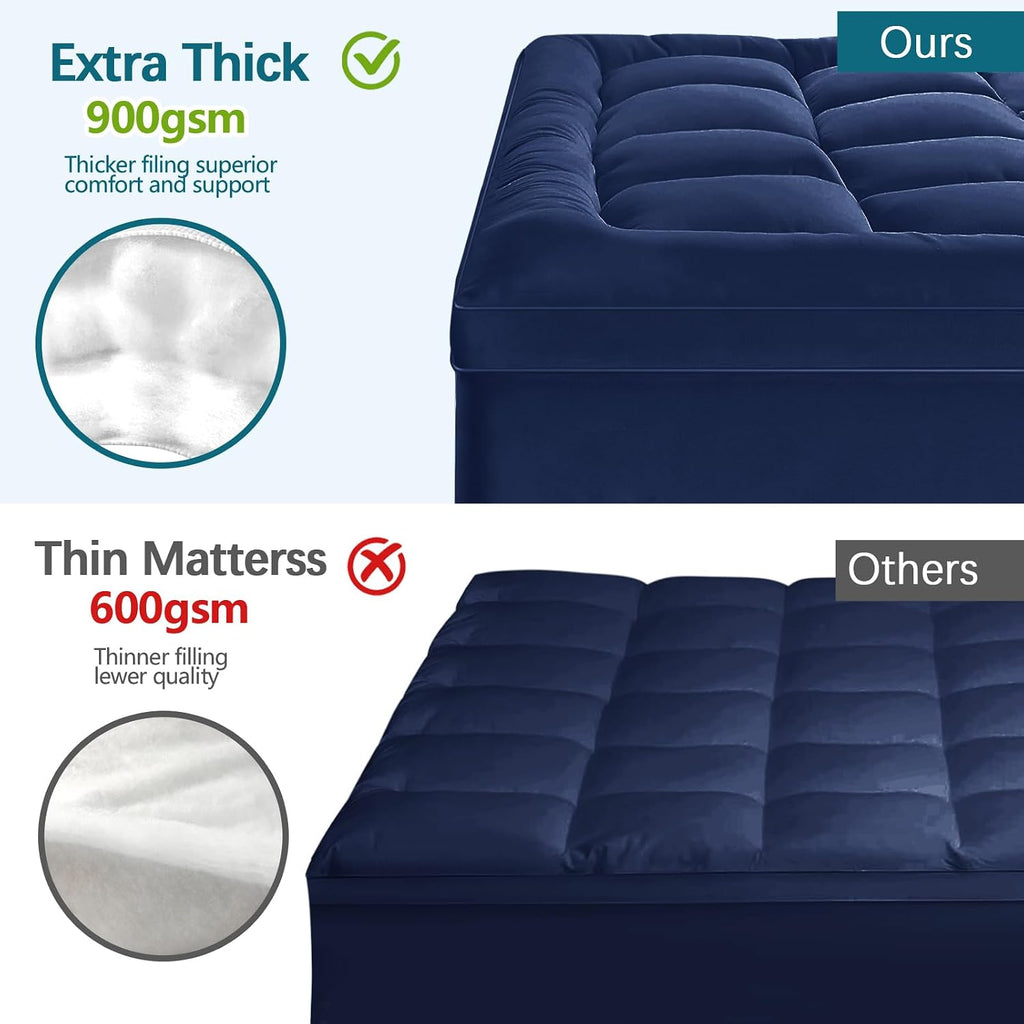 CYMULA Full Size Mattress Topper - Extra Thick Cooling Mattress Pad Cover for Back Pain - Soft Mattress Protector Firm Bed Topper Pillow…