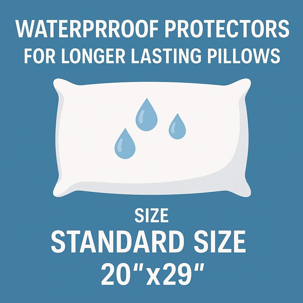 4 Pack Deluxe Zippered Vinyl Pillow Covers - Waterproof Protectors for Longer Lasting Pillows. Standard Size 20"x29". Ideal for Home…