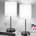 Lynnoland Set of 2 Touch Control Table Lamps with 2 USB & AC Outlet, 3-Way Dimmable Bedside Nightstand Lamps for Bedroom Living Room…