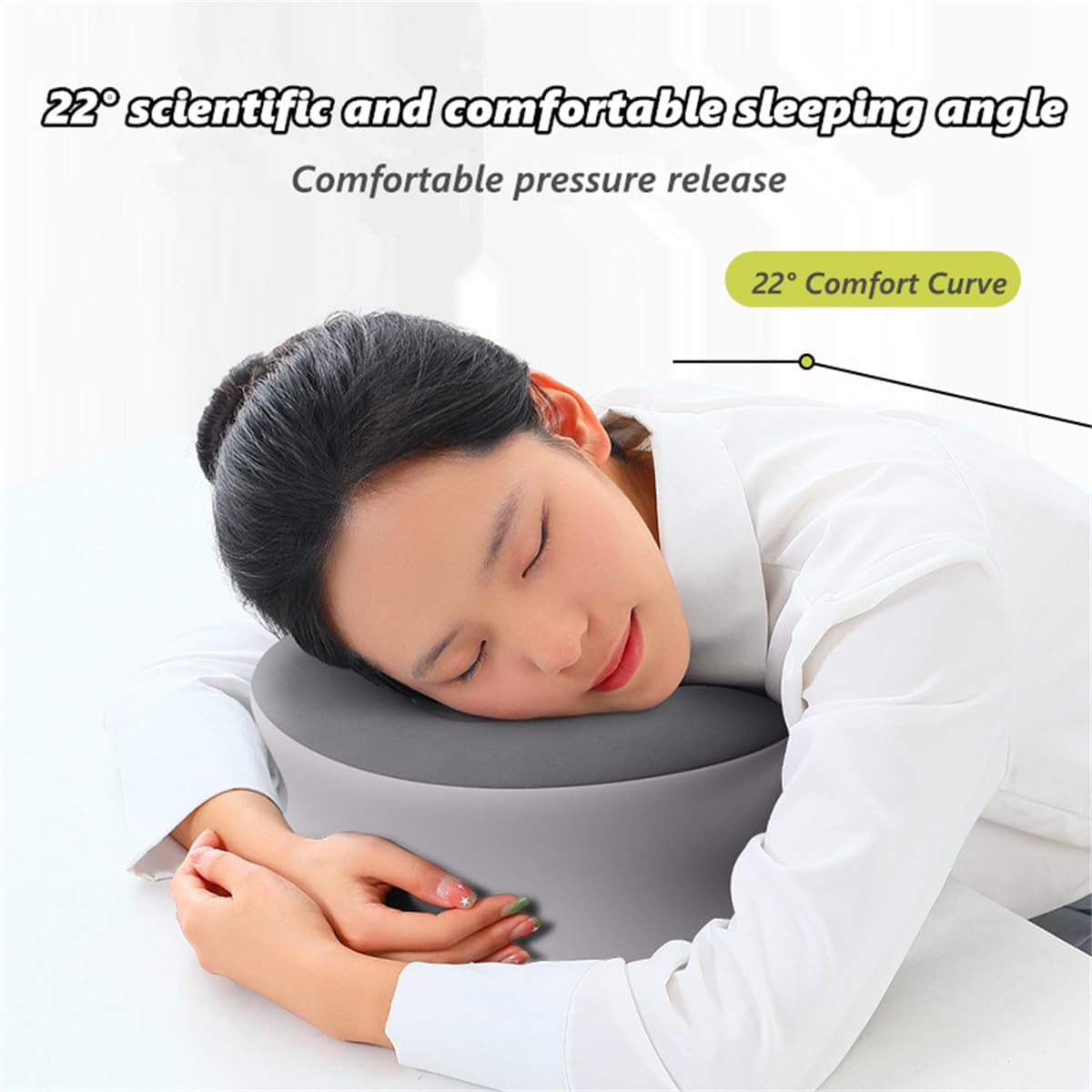 chislim Ergonomic Memory Foam Office Pillow for Napping & Sleeping, Washable Cover, Chest-Support Design, Compact & Portable