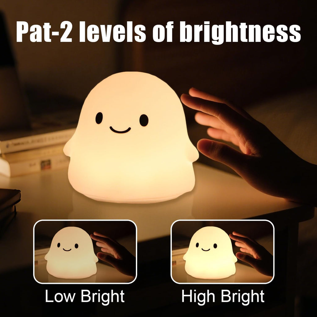 Rytinazzz Halloween Ghost Night Light, 50-Hour Battery & Pat Control, Cute Squishy Lamp for Kids Room Decor, USB Rechargeable with Timer…