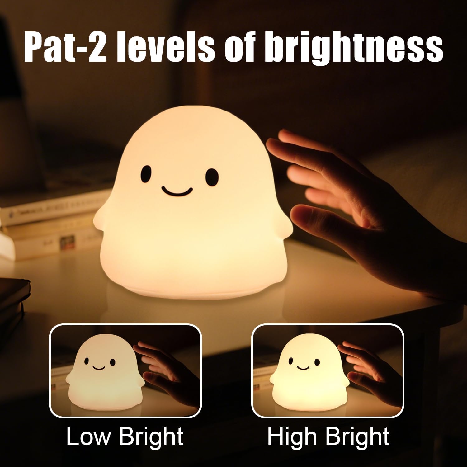 Rytinazzz Halloween Ghost Night Light, 50-Hour Battery & Pat Control, Cute Squishy Lamp for Kids Room Decor, USB Rechargeable with Timer…