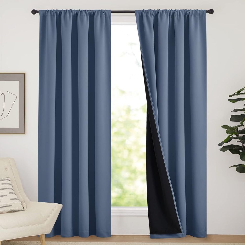 Nicetown 100% Blackout Curtains 84 inches Long, Energy Smart & Noise Blocking Out Drapes for Baby Room Window, Thermal Insulated Guest Room…