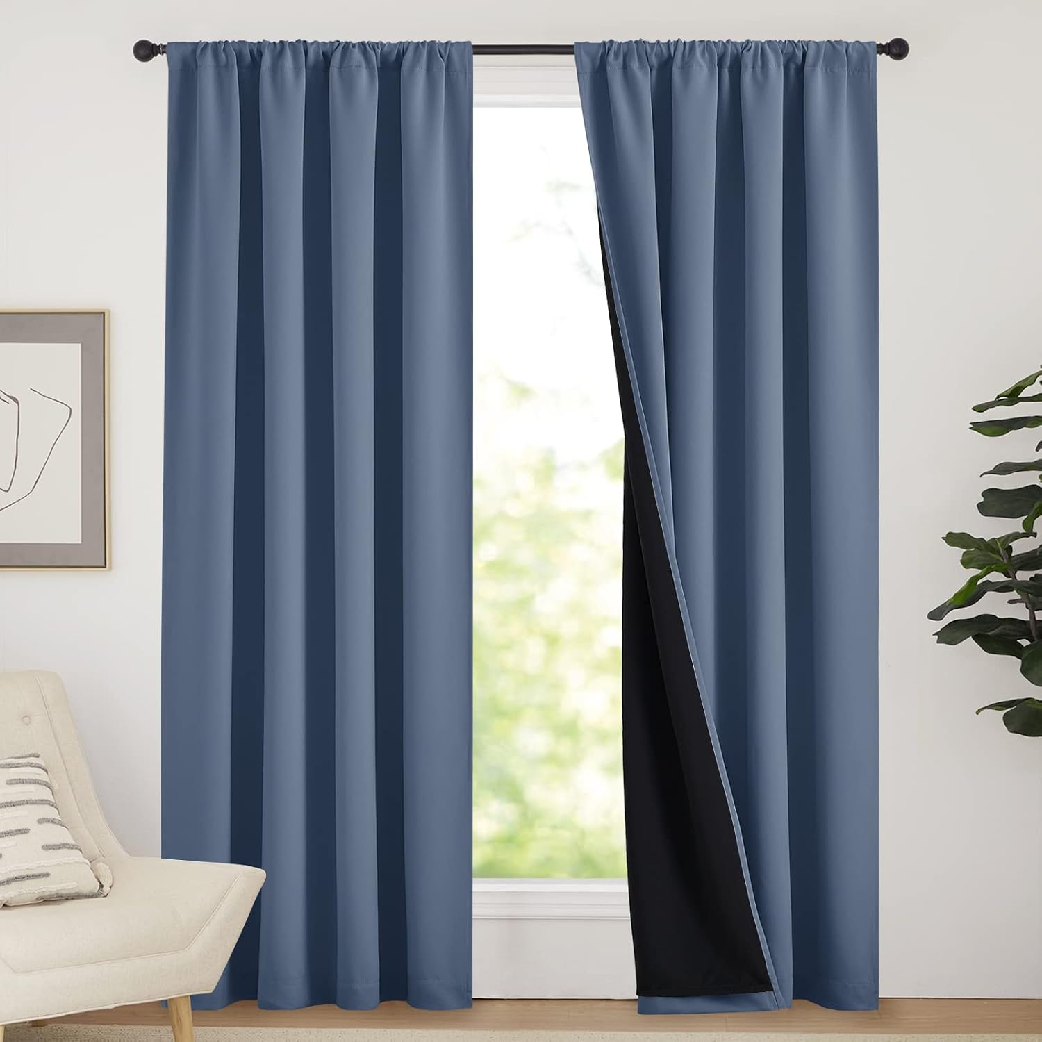 Nicetown 100% Blackout Curtains 84 inches Long, Energy Smart & Noise Blocking Out Drapes for Baby Room Window, Thermal Insulated Guest Room…
