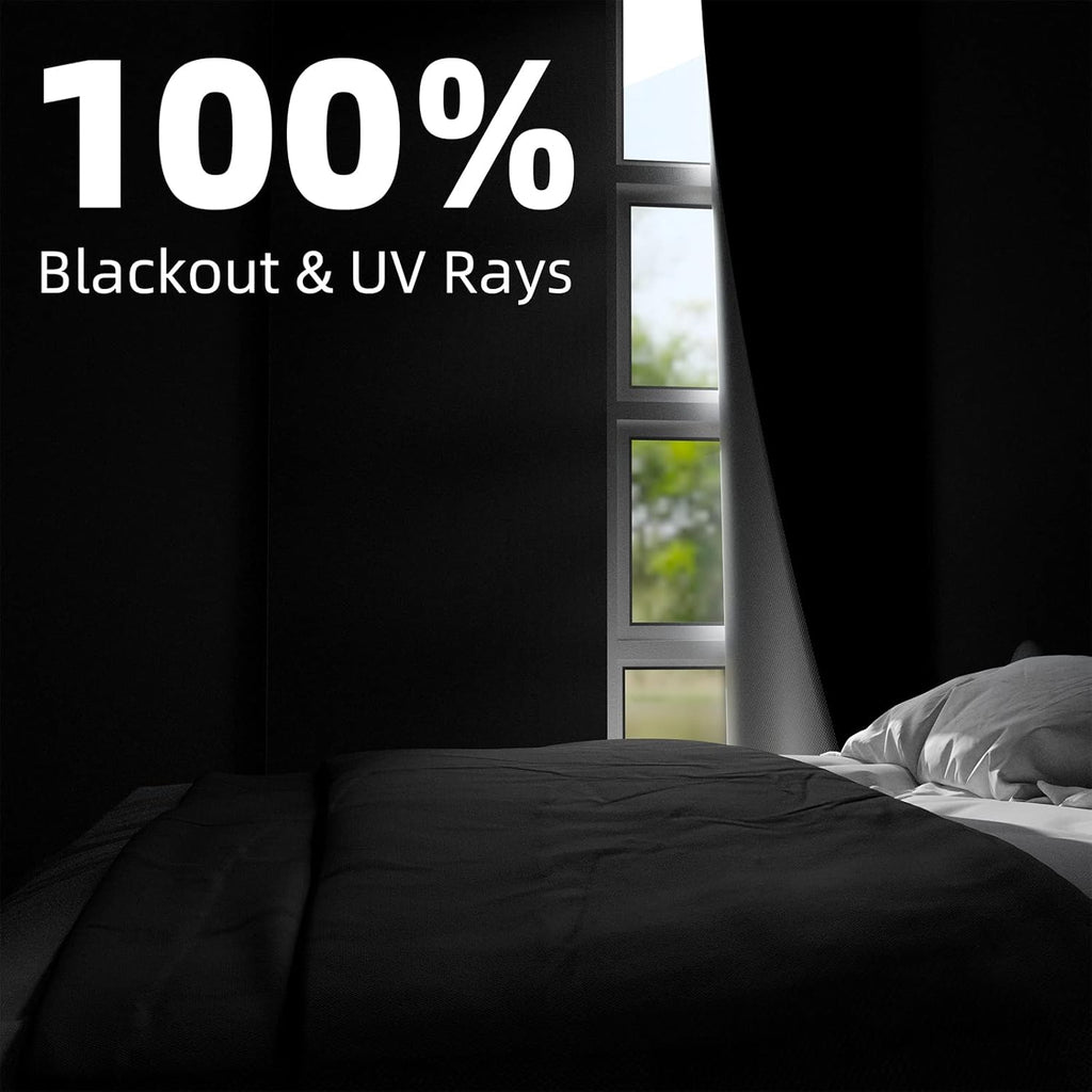 Nighton Portable Blackout Curtains 120"×57", Strong Hook and Loop Tape Strips with Adhesive, Cuttable Blackout Window Cover, 100% Black Out…