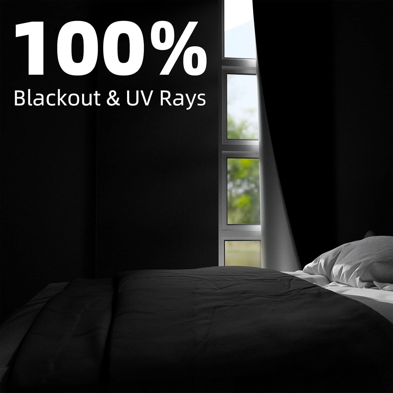 Nighton Portable Blackout Curtains 85"×70", Strong Hook and Loop Tape Strips with Adhesive, Cuttable Blackout Window Cover, 100% Black Out…