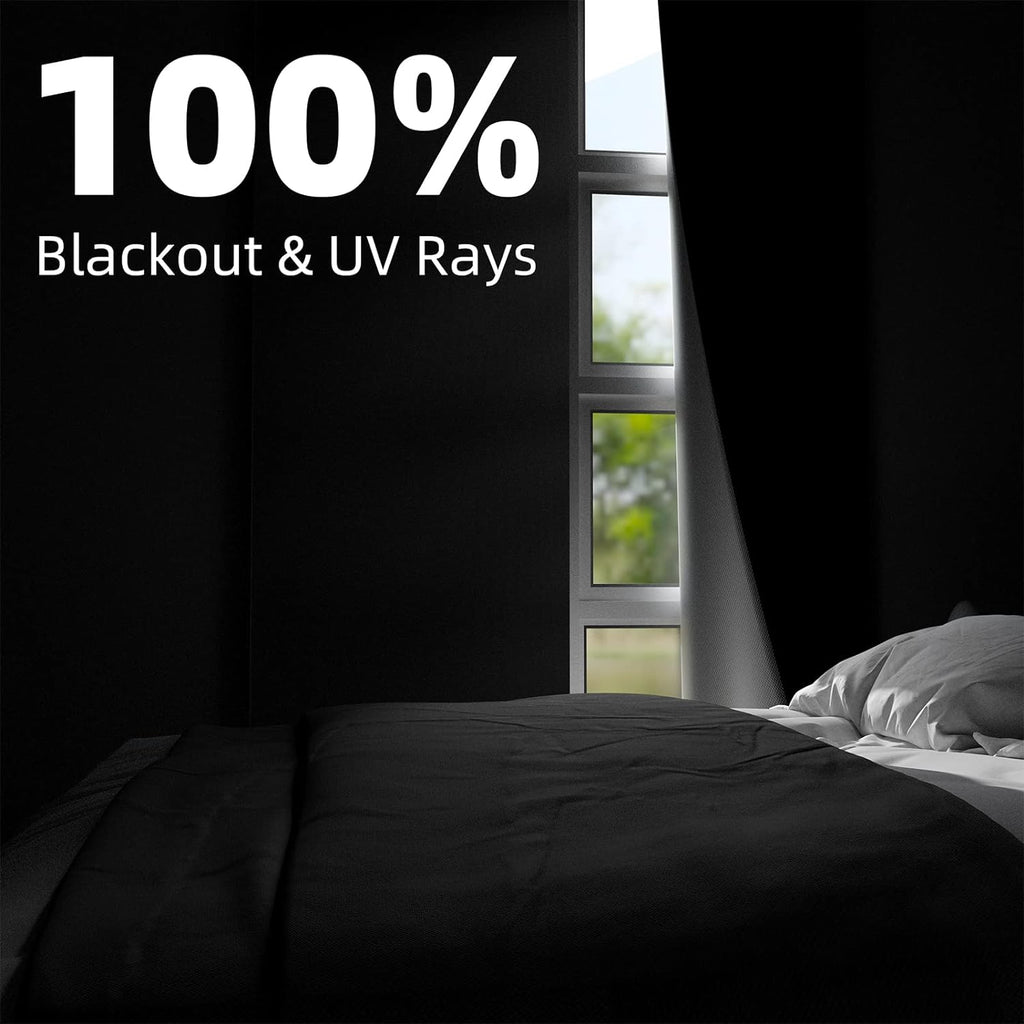 Nighton Portable Blackout Curtains 120"×57"Strong Hook and Loop Tape Strips with Adhesive, Black out Shades That can be Cut,100% Blackout Ma…