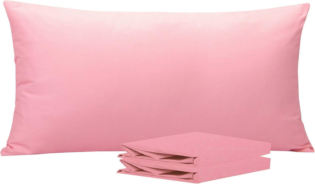 Ntbay King Pillowcase Set - 2 Pack Brushed Microfiber 20x40 Pillowcases - Soft, Wrinkle-Free, Fade-Resistant, Stain-Resistant, Pink Pillowc…