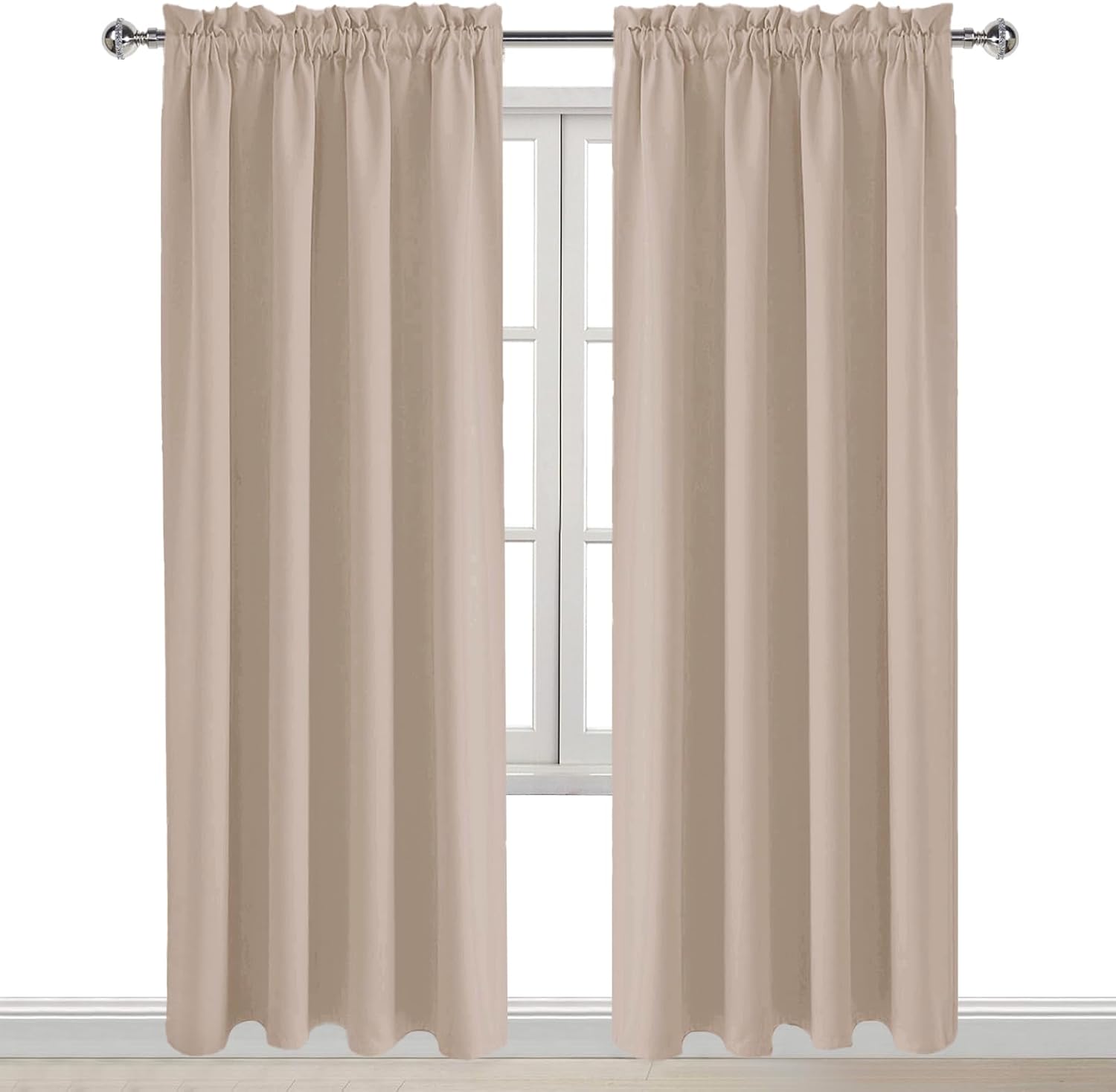 DWCN Blackout Curtains for Living Room Thermal Insulated, Energy Saving & Noise Reducing Bedroom Curtains, Camel, W 52x L 95 Inch, Set of…