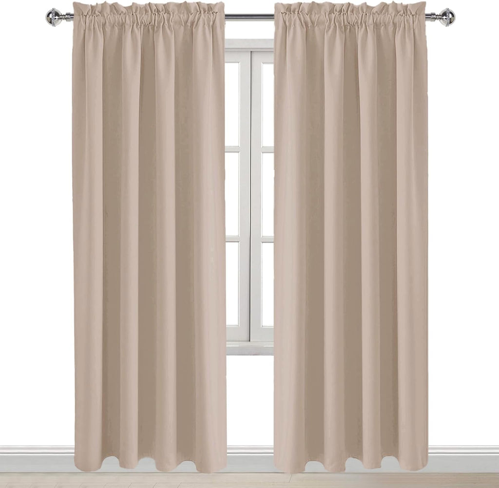 DWCN Blackout Curtains for Living Room Thermal Insulated, Energy Saving & Noise Reducing Bedroom Curtains, Camel, W 52x L 84 Inch, Set of…