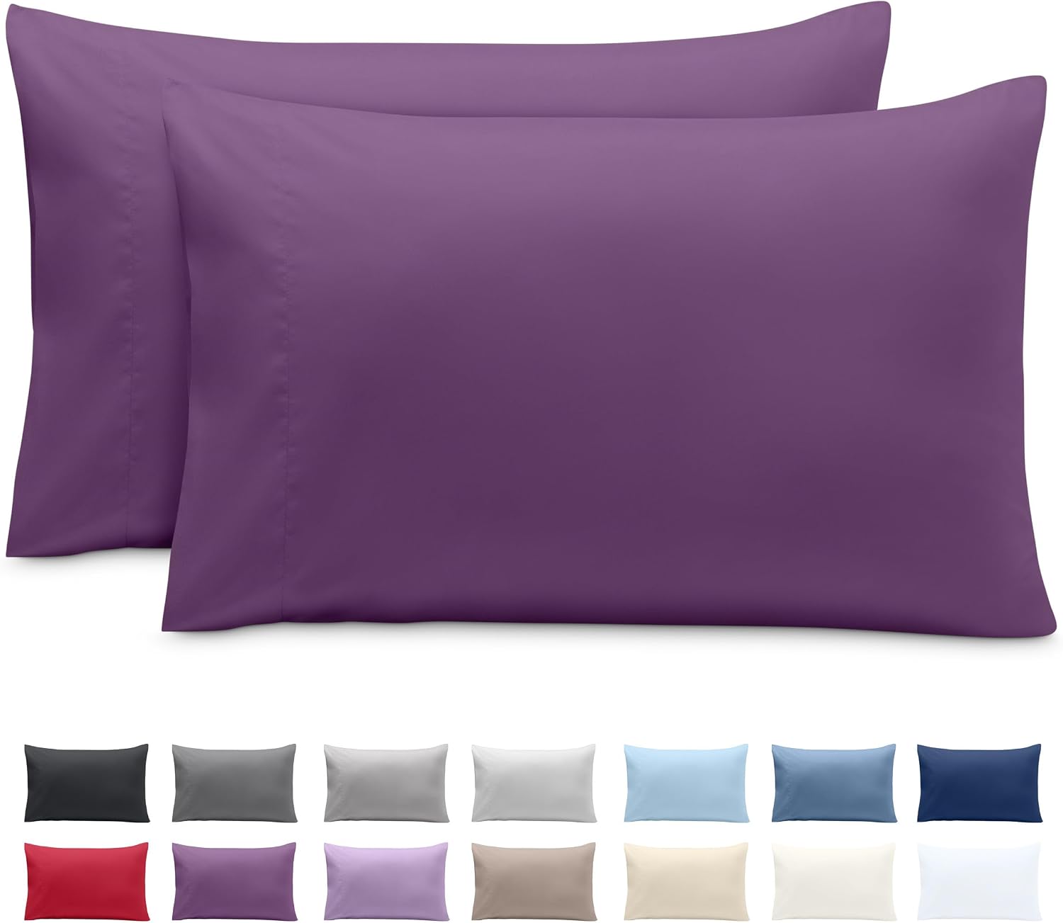 BareHome Bare Home Microfiber Pillow Cases - King 20x36 - Cooling Pillowcases - Double Brushed - easy maintenance - Envelope Closure…