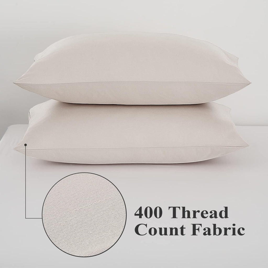 ShunjieHome 100% Egyptian Cotton Pillow Protectors Set of 2, 400 Thread Count Sateen Weave Cooling Pillowcase, easy maintenance Zippered…