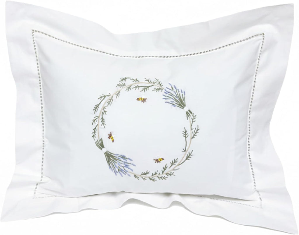 Jacaranda Living Embroidered Boudoir Pillow Cover – Handcrafted Embroidery, Fine Italian Cotton, Decorative Pillow Accent for Bedroom &…