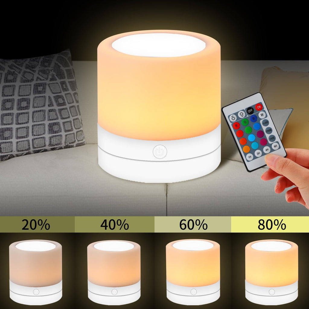 Nursery Night Light for Kids, USB Rechargeable Small Desk Lamp,13 RGB Colors & 4 Brightness & 1 Remote, Touch Bedside Cordless Table…