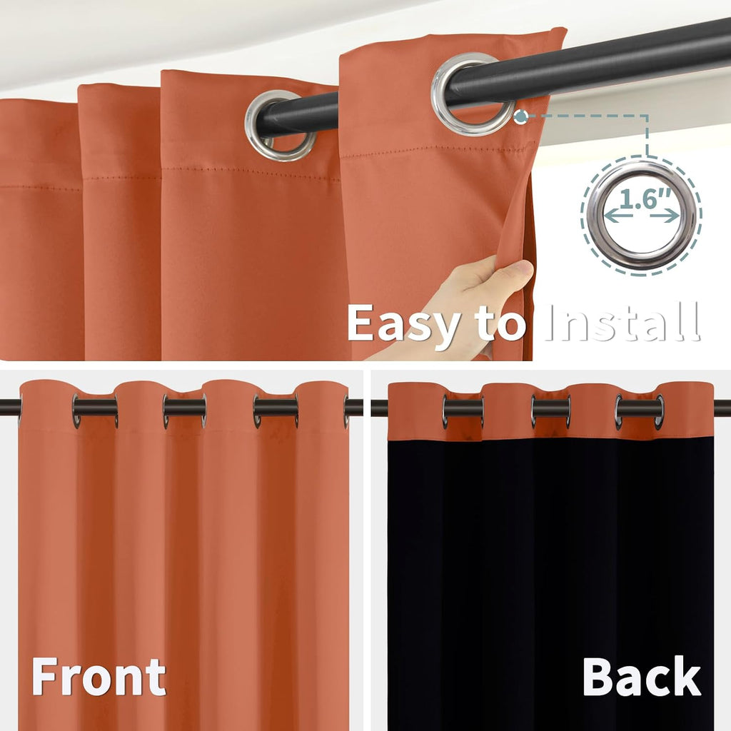 BGment Thermal Insulated 100% Blackout Curtains 72 Inch Length 2 Panels, Total Light Blocking Curtains for Bedroom, Grommet Window Drapes w…