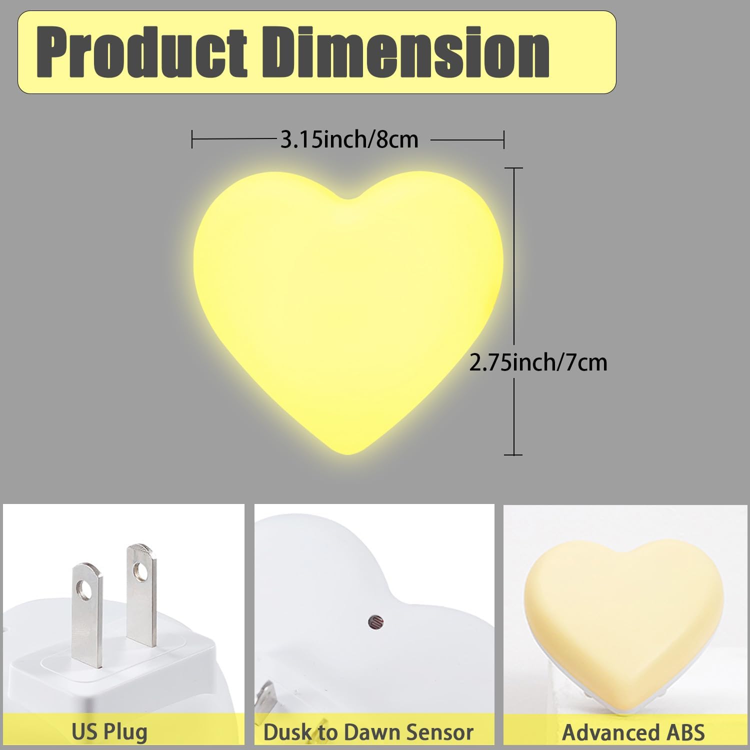 INZU Night Lights Plug into Wall, LED Night Light for Kids, Cute Nightlight with Auto Dusk to Dawn Sensor, LED Nightlight with Soft Warm…