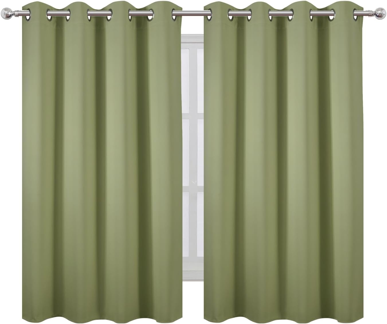 Lemomo Sage Green Thermal Blackout Curtains/52 x 54 Inch/Set of 2 Panels Room Darkening Curtains for Bedroom 54 Inch Green