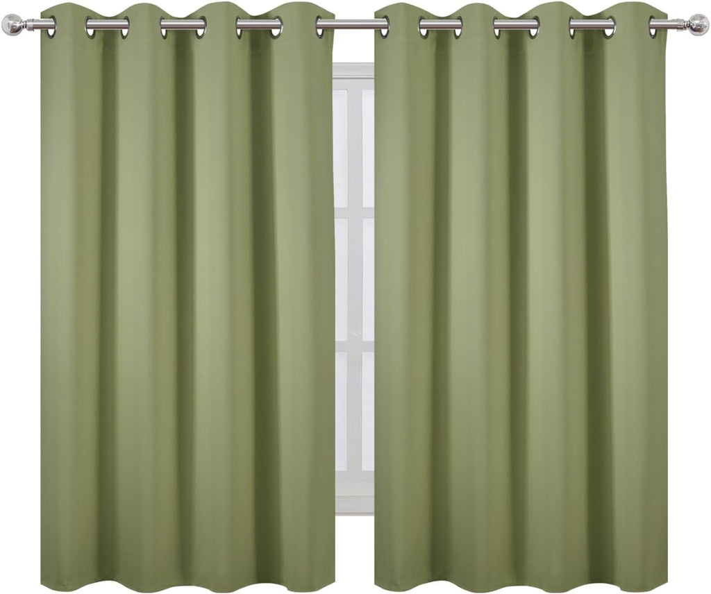 Lemomo Blackout Curtains 66 x 54 Inch Long Sage Green Curtains Set of 2 Panels Room Darkening Curtains for Bedroom and Living Room 54 Inch…