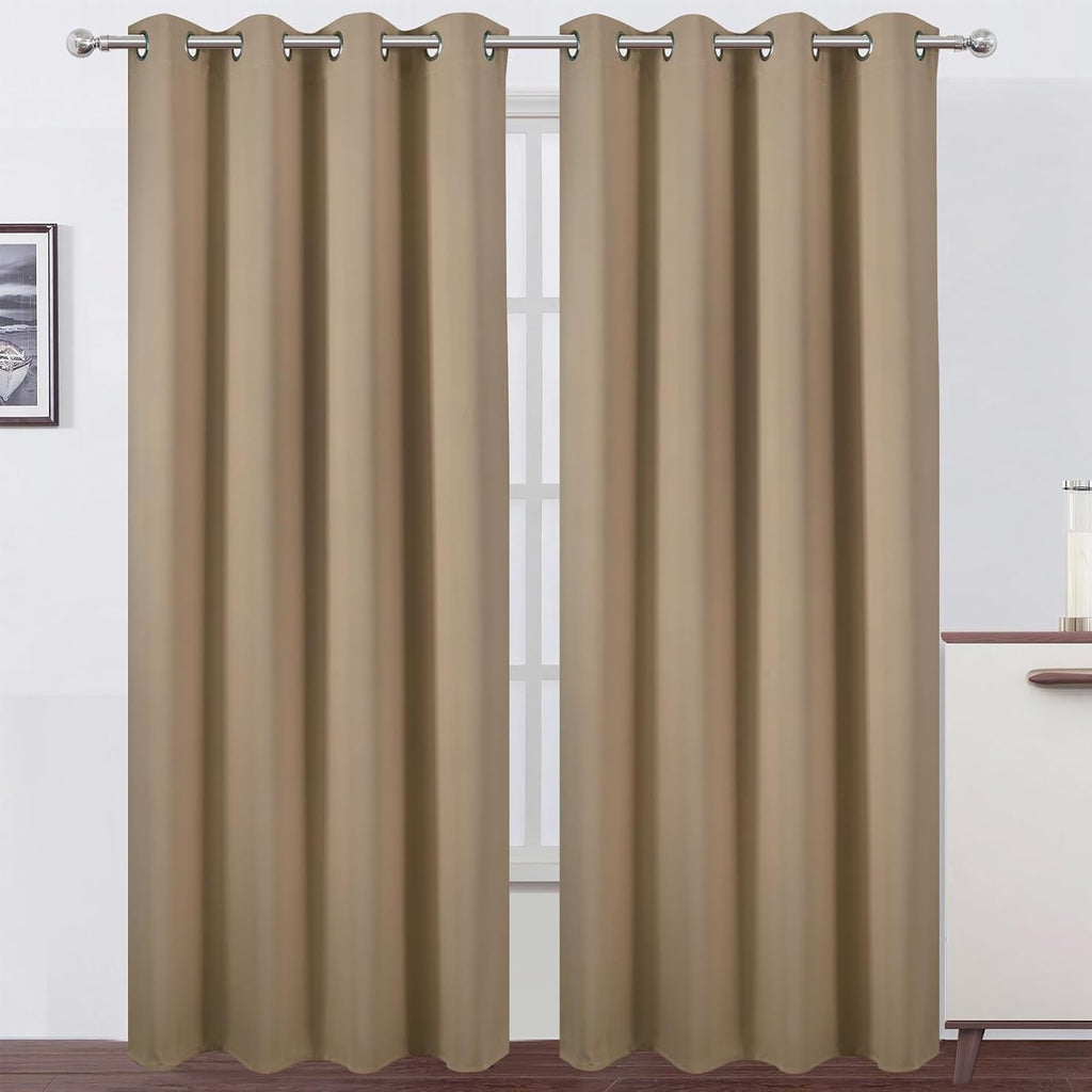 Lemomo Blackout Curtains 52 x 84 inches Long Natural Curtains Set of 2 Panels Thermal Insulated Room Darkening Curtains for Bedroom 84 inch…