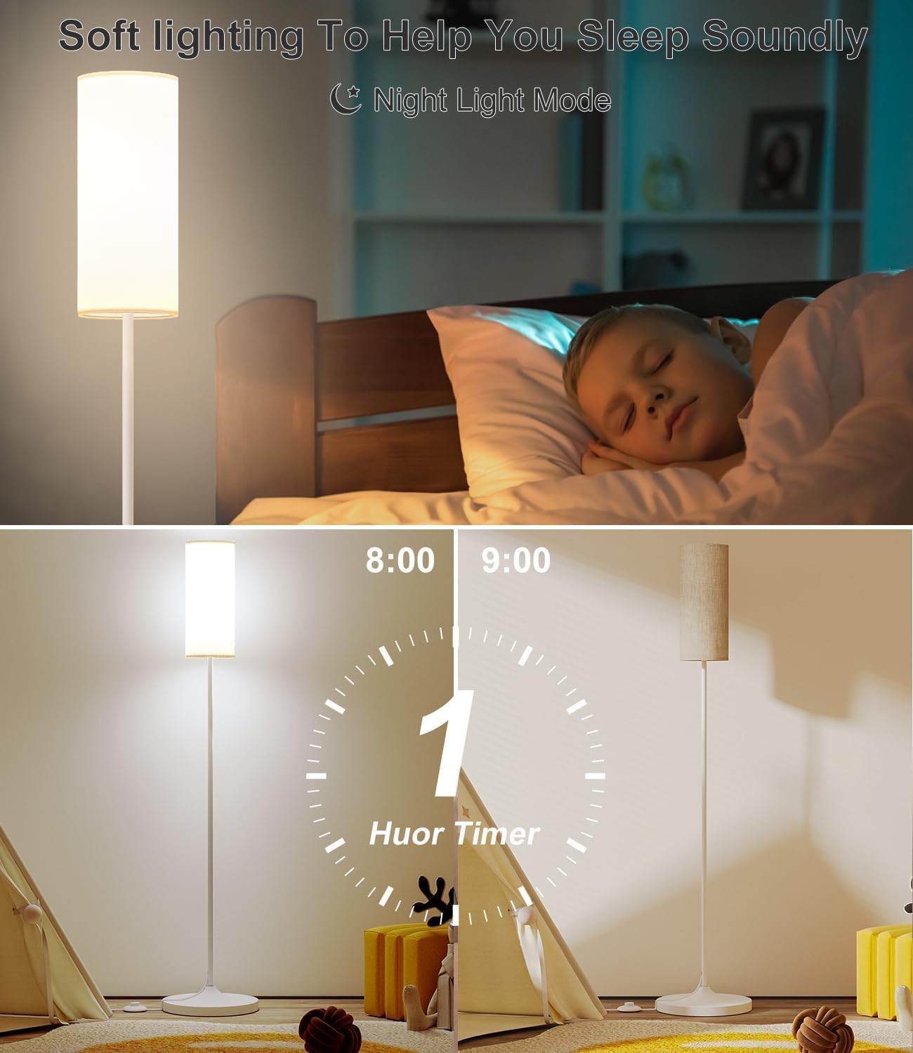 luckystyle LED Floor Lamp for Living Room, Dimmable Standing Lamps with Foot Switch, Remote Custom Color Temperature White Pole Lamp with…