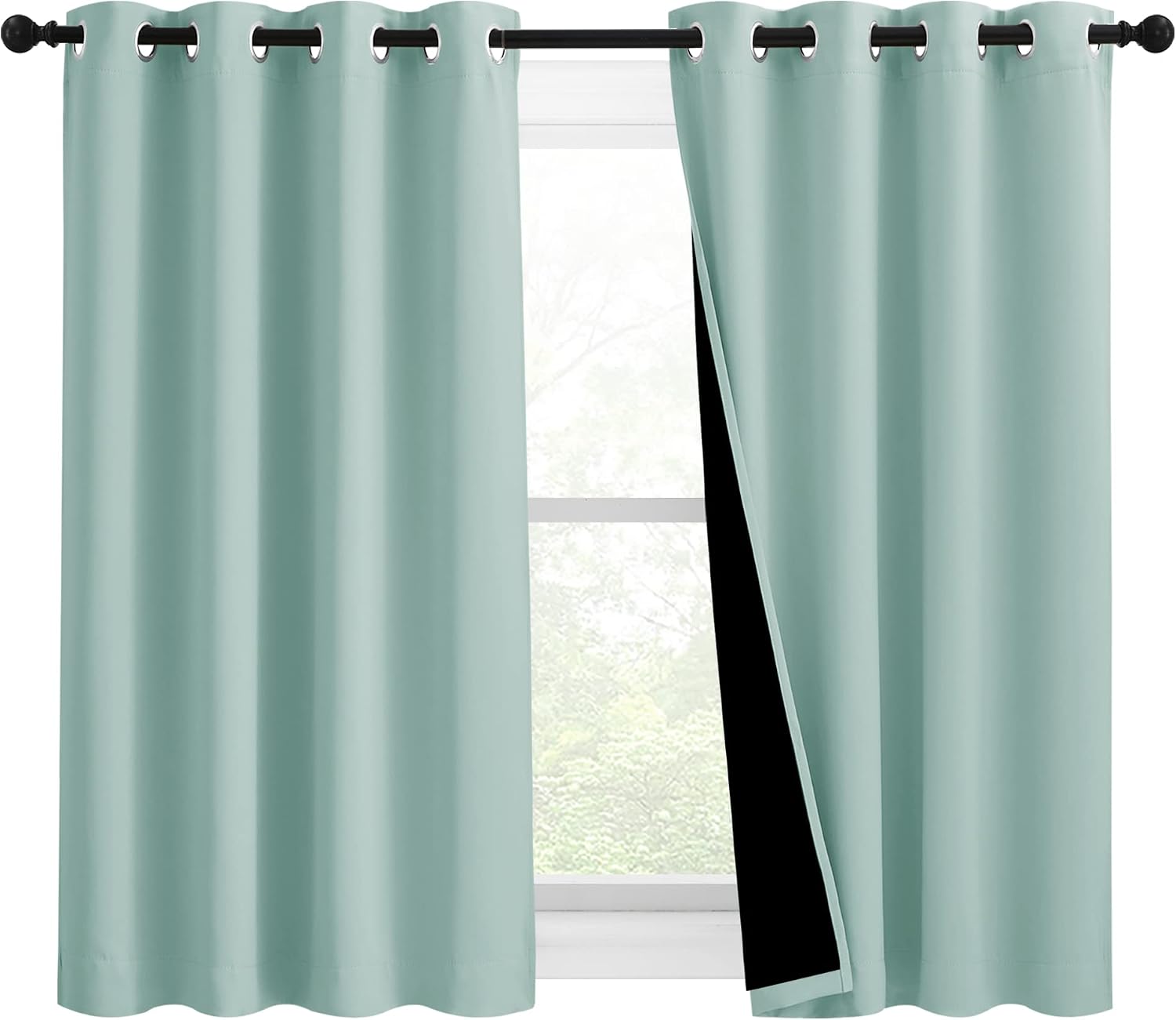 Nicetown 100% Blackout Curtains 54 inches Long, Double-Deck Completely Blackout Window Treatment Thermal Insulated Lined Drapes for Small W…
