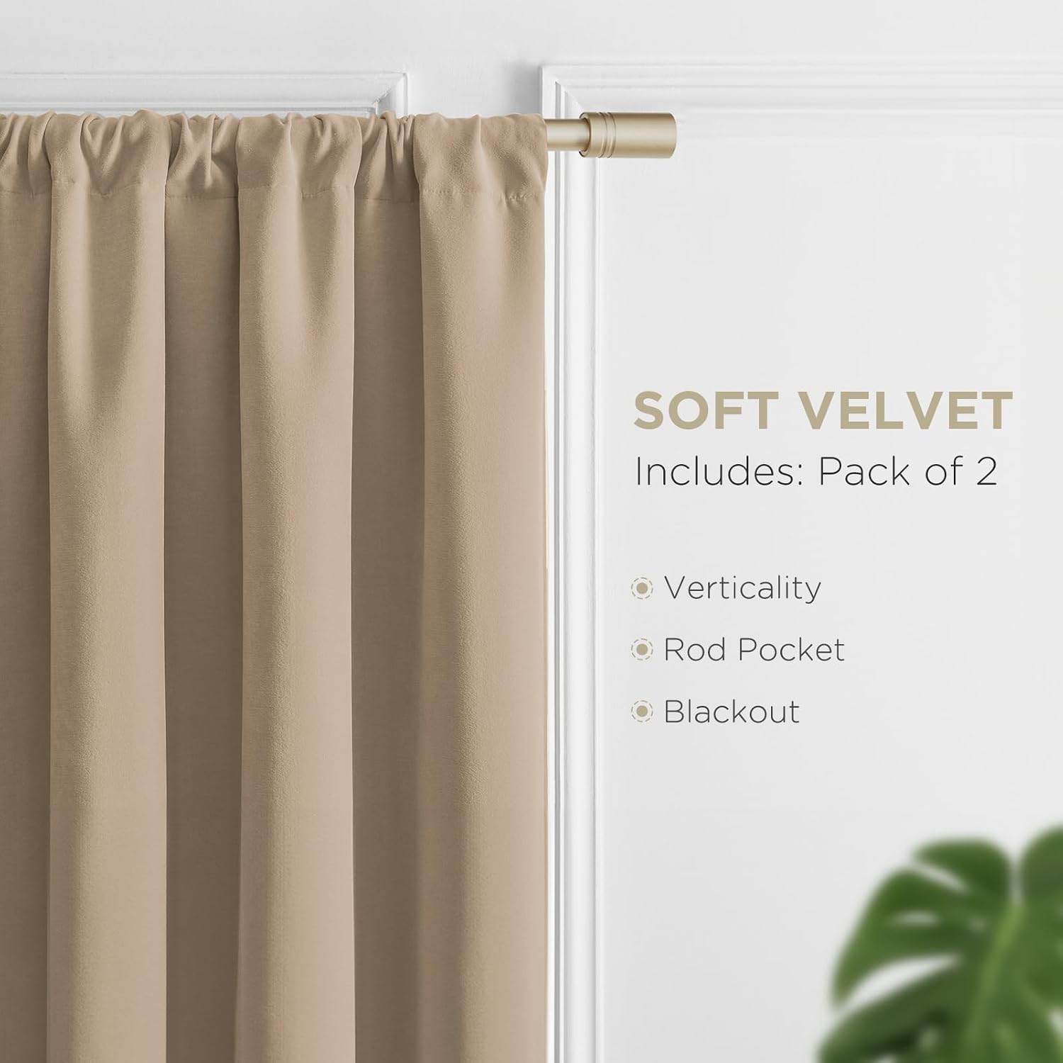 Joydeco Toffee Brown Velvet Curtains 84 Inches 2 Panels, Luxury Thermal Insulated Soft Brown Curtains for Bedroom & Living Room, Room Darke…