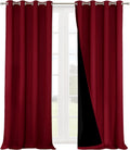 Nicetown Truly Blackout Drapes for Living Room, Heavy-Duty Full Light Shading Curtain Set with Black Liner Backing for Villa/Hall/Dorm Wind…