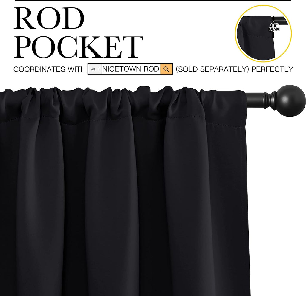NICETOWN Black Out Window Curtains - Solid Home Decor Thermal Insulated Blackout Drapes for Bedroom, Privacy Assured Patio Window…