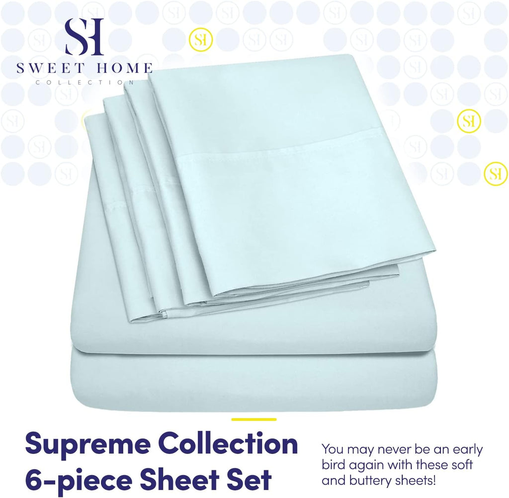 Full Size Bed Sheets - 6 Piece 1500 Supreme Collection Fine Brushed Microfiber Deep Pocket Full Sheet Set Bedding - 2 Extra Pillow Cases…
