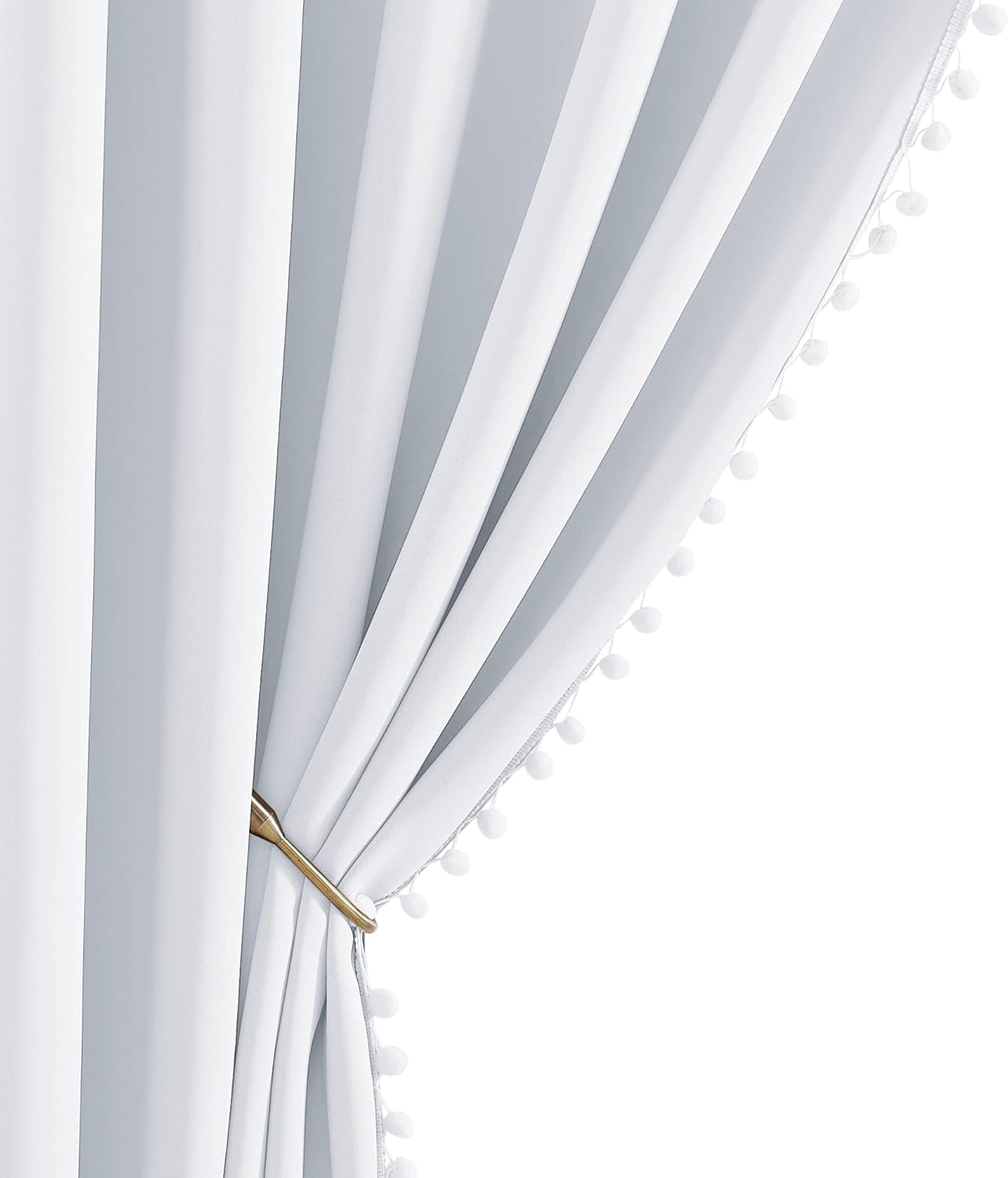 NICETOWN 2 Panels Blackout Curtains, Rod Pocket Bedroom Curtain Panels 63" Length, Pompom Thermal Insulated Room Darkening Drapes for…
