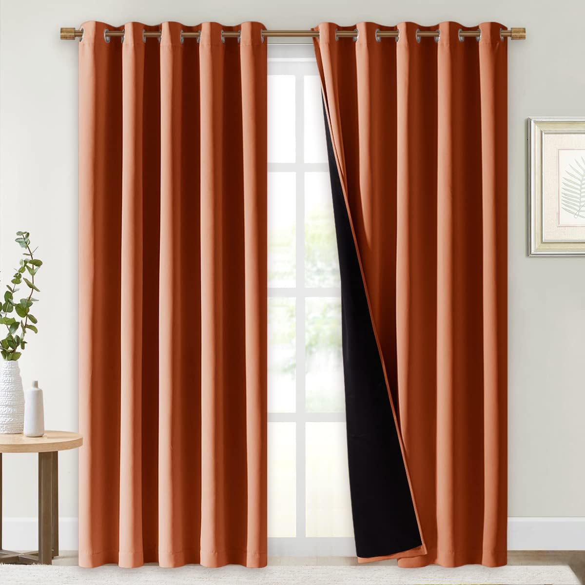 Nicetown 100% Blackout Window Curtain Panels, Cold and Full Light Blocking Drapes with Black Liner for Nursery, 84" Drop Thermal Insulated…