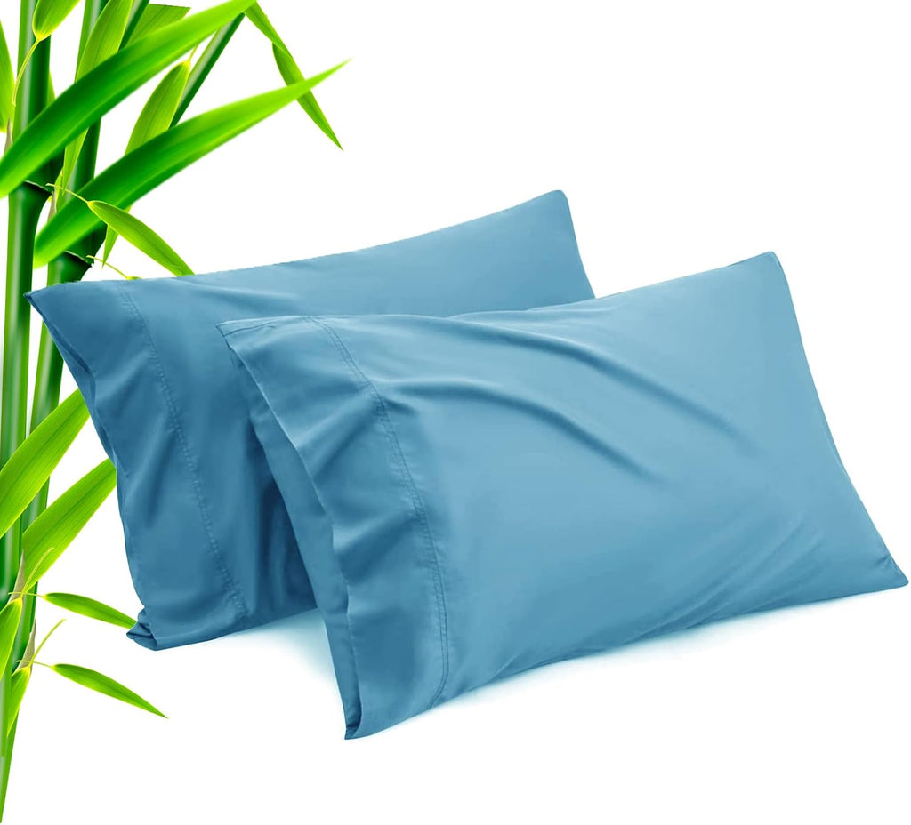 TELUS Blue Pillow Cases King Size 2 Pack, Bamboo Rayon Cooling Pillowcases with Envelope Closure, Cool Breathable Pillow Cover for Hot…