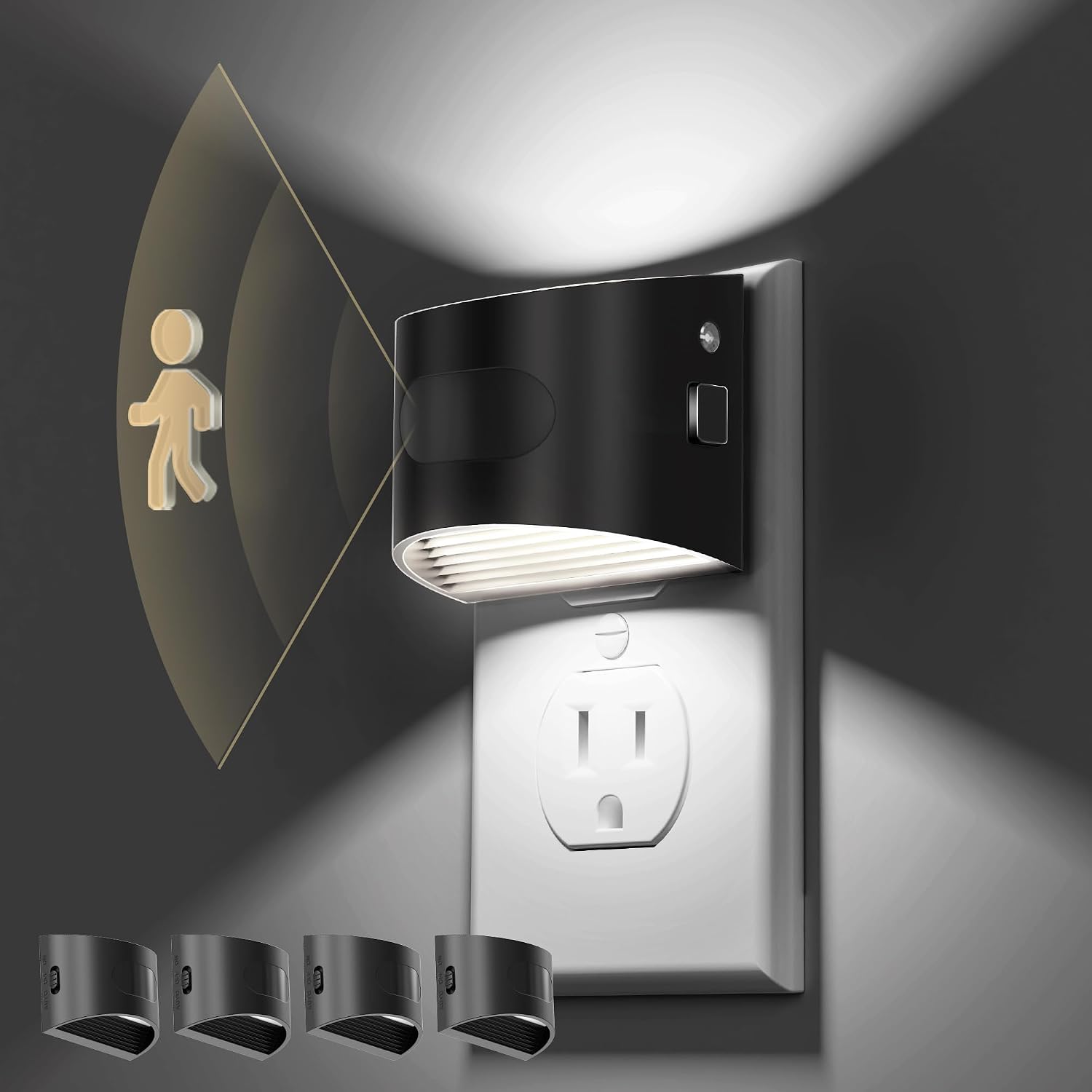 L LOHAS LED Night Light with Motion Sensor & Dusk to Dawn Sensor, Night Lights Plug into Wall with 30-100lm Adjustable Brightness…