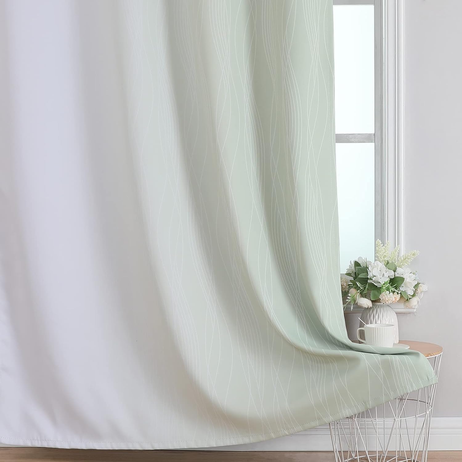 Estelartextiler Estelar Textiler Sage and Greyish White Ombre Blackout Curtains 72 Inches Length for Bedroom, Thermal Insulated Light Block…