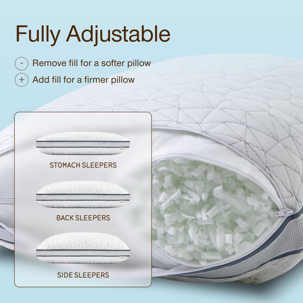 CoopSleepGoods Coop Home Goods Extra Oomph AC Fill, Gel-Infused Memory Foam & Poly Fill, Extra Fill Bag, Refill for Eden Memory Foam Pillow…