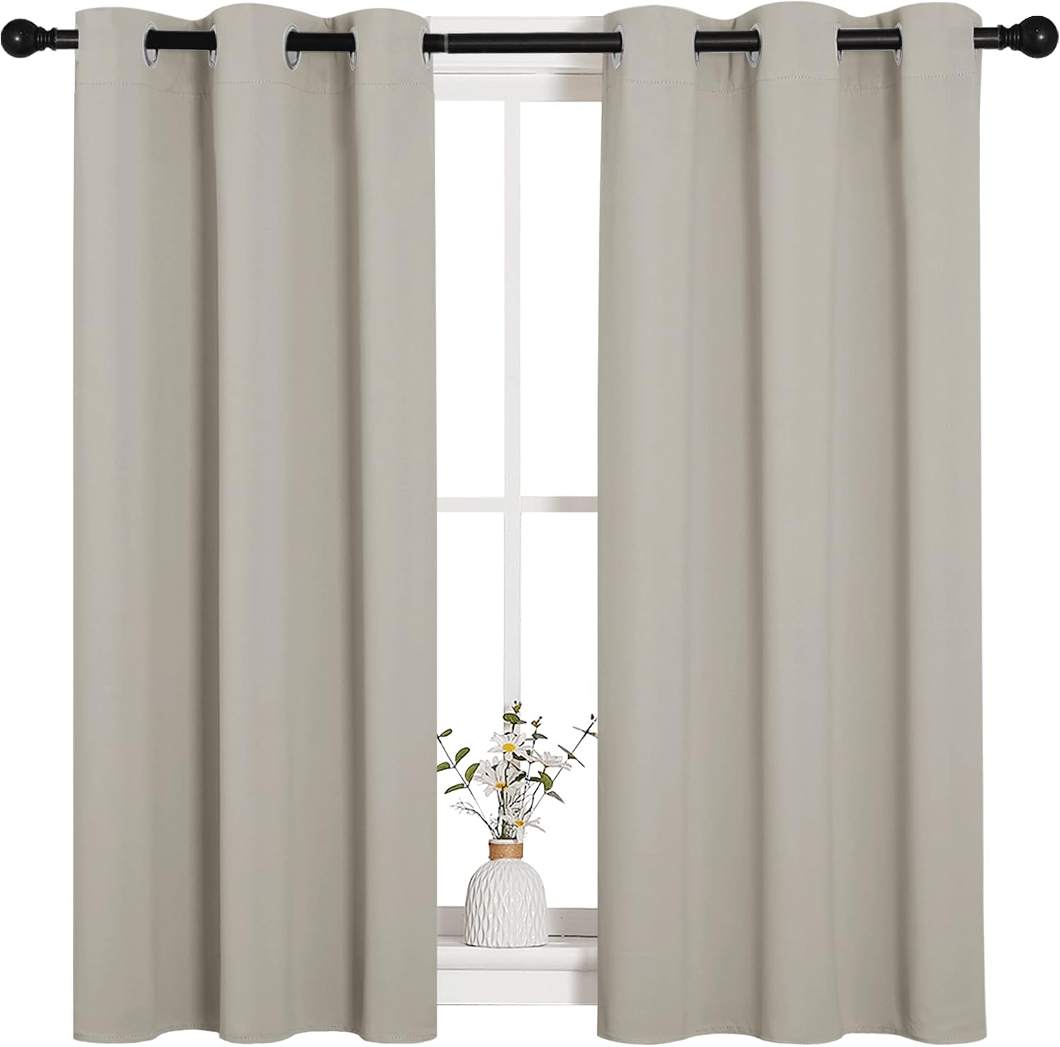 NICETOWN Natural Blackout Shack Curtains Noise Reducing, Thermal Insulated and Privacy Room Darkening Drape Panels for Boy's Guest Room…