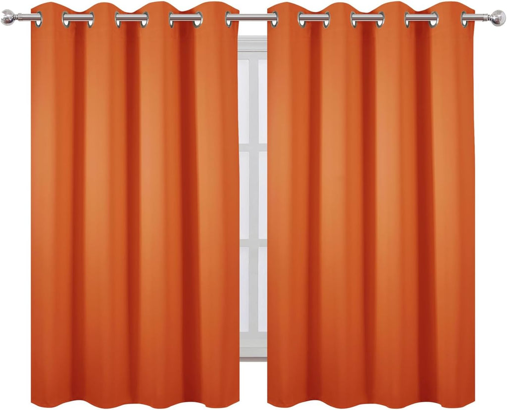 Lemomo Blackout Curtains 66 x 54 Inch Long Orange Curtains Set of 2 Panels Room Darkening Curtains for Bedroom and Living Room 54 Inch silv…