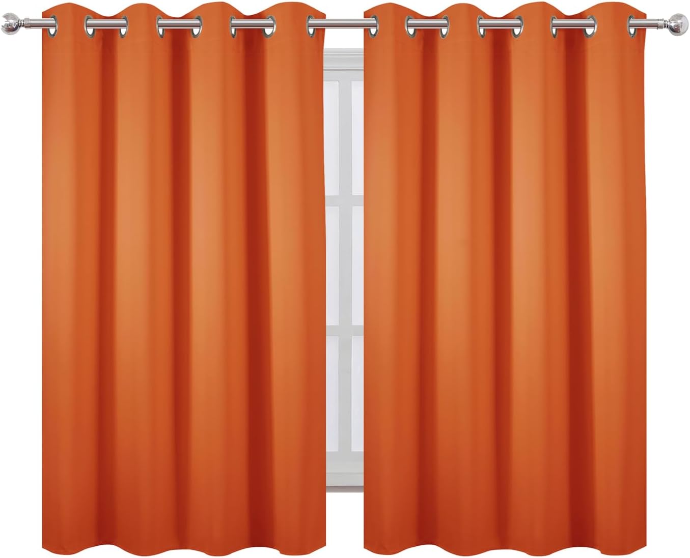 Lemomo Blackout Curtains 66 x 54 Inch Long Orange Curtains Set of 2 Panels Room Darkening Curtains for Bedroom and Living Room 54 Inch silv…