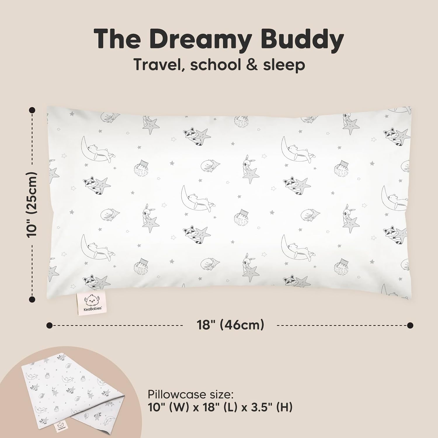 Toddler Pillow with Pillowcase - 10x18 My Little Dreamy Kids Travel Bed Pillows for Sleeping, Organic Cotton Small Pillowcase, Soft &…