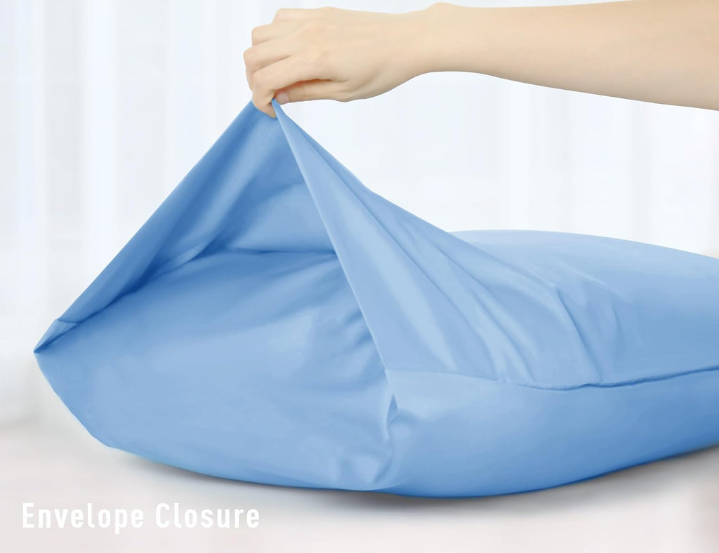 Sunflower Body Pillowcase 100% Cotton Long Pillow Cover/Case Envelope Closure 1 Pack, 20×54 inches Placid Blue, Soft and Breathable