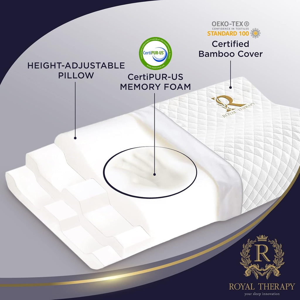 Royaltherapy Memory Foam Pillow, King Cervical Pillow for Neck Pain, Contour Pillow, Neck and Shoulder Pain, Side Sleeper, Back and Stomach…