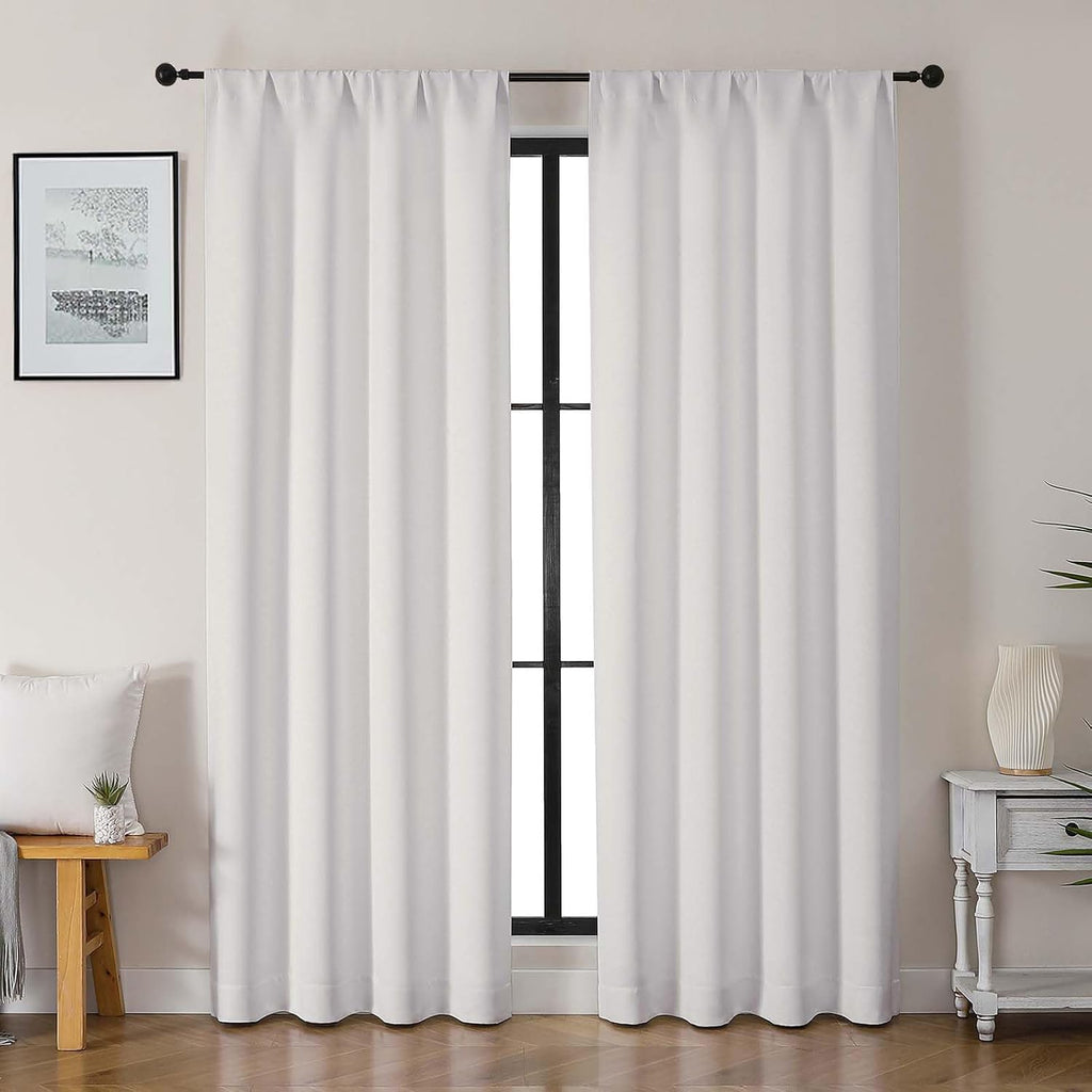 Gwine Ivory Curtains for Bedroom 84 Inches Long - Thermal Insulated Noise Reducing Window Curtain Panels, Solid Light Filtering Curtain…