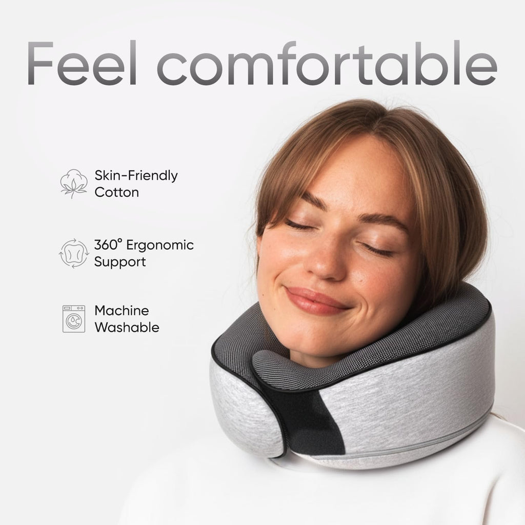 Proglobe Travel Neck Pillows for Airplanes, Sleeping Essentials for Long haul Flights, 360° Head Support, Car and Airplane Kit with 3D…