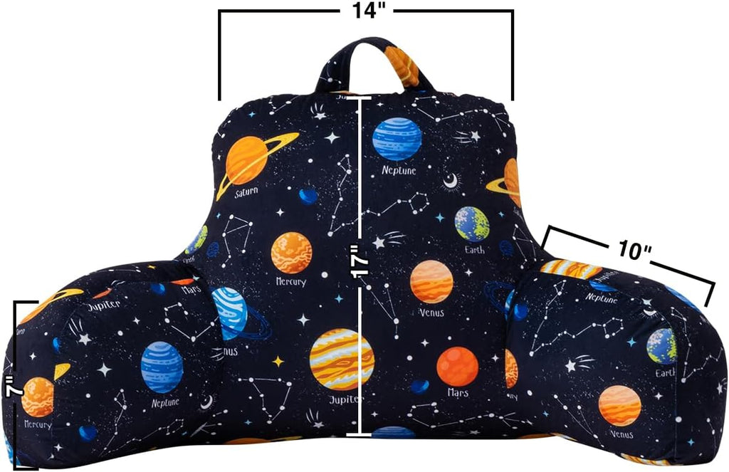 Holawakaka Reading Pillow with Arms, Galaxy Space Print Plush Bed Rest Pillows for Kids Teens Petites Sitting in Bed, Sofa, Chair, Lounge, B…