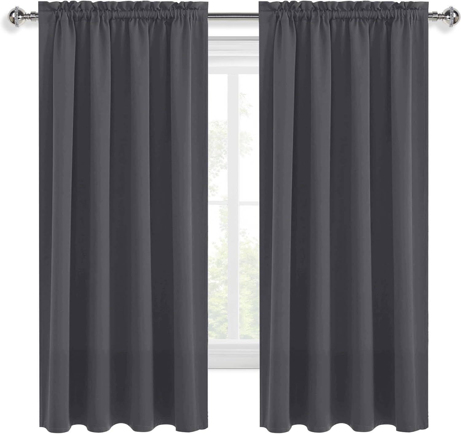 Dwcn Kitchen Blackout Short Curtains for Bedroom 45 Inch Length 2 Panels Set, Solid Thermal Insulated Energy Saving Rod Pocket Window …