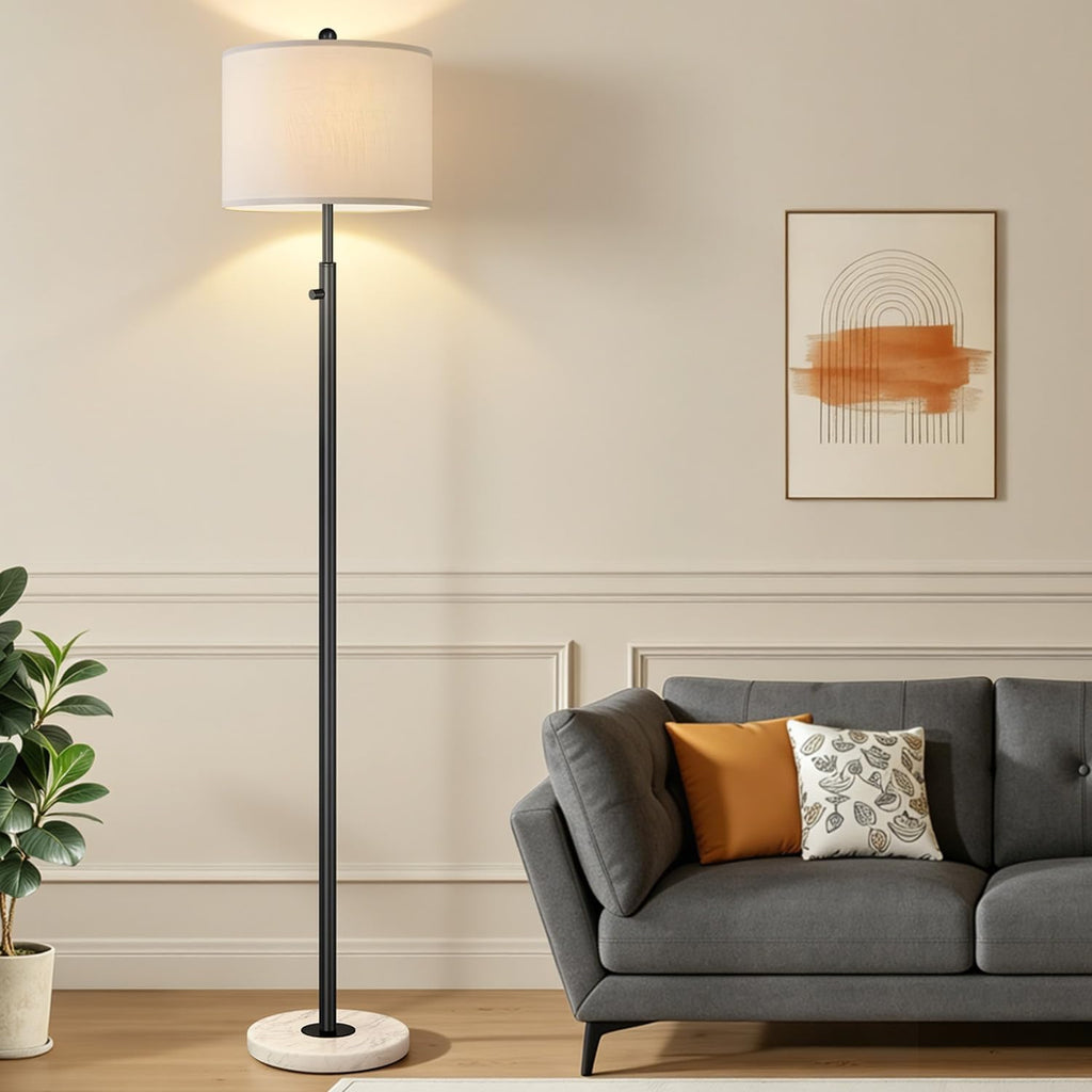 Nintiue Dimmable Floor Lamp for Living Room, 11W LED Bulb Included, Modern Standing Lamp with Marble Base, Tall Pole Light with White…
