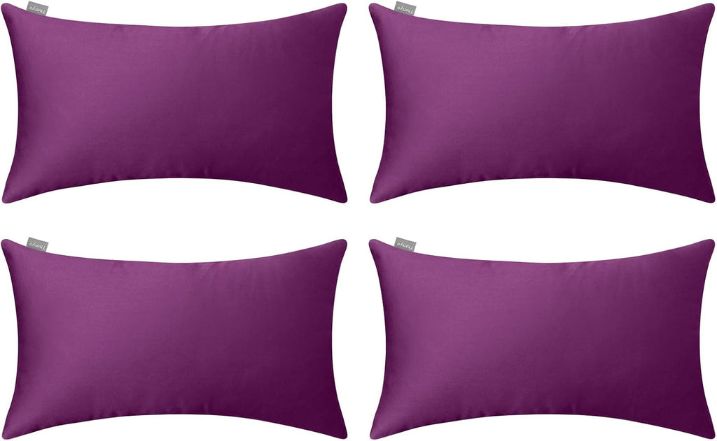 Thmyo 4-Pack 100% Cotton Lumbar Comfortable Solid Decorative Throw Pillow Case Rectangle Cushion Cover Pillowcase DIY Throw Pillowcase(12x2…