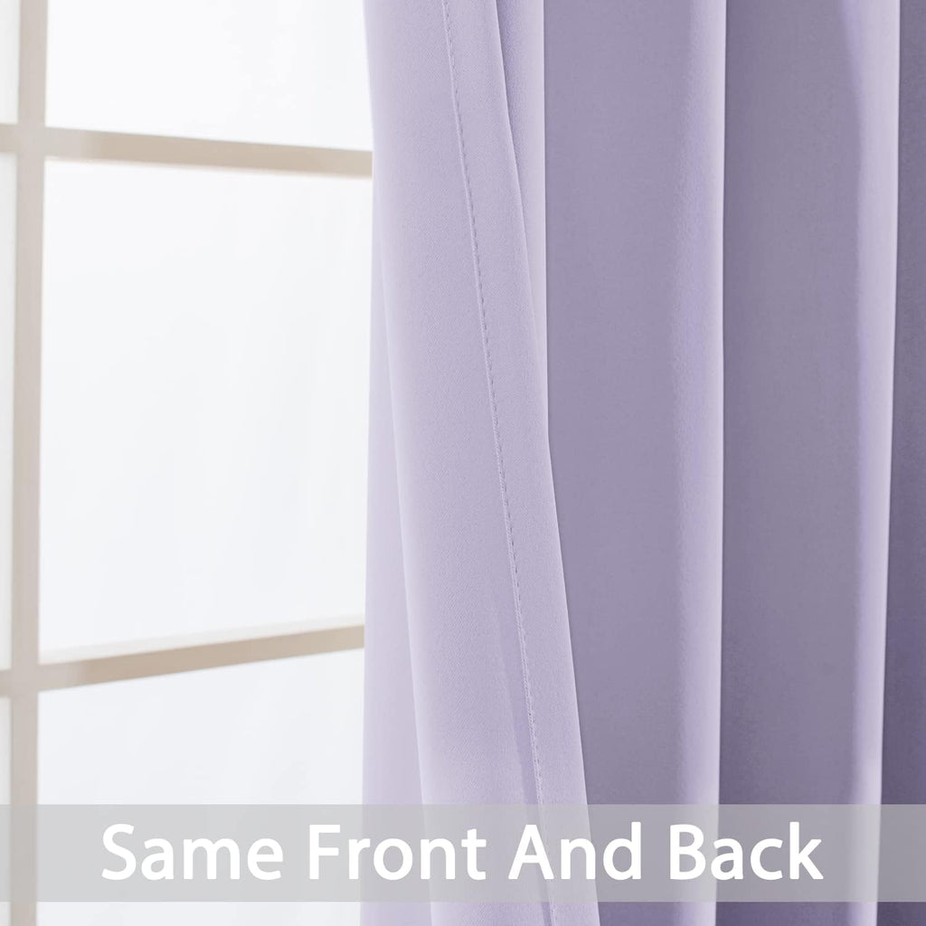 Yakamok Blackout Curtains Room Darkening Thermal Insulated Window Panels, Solid Grommet Top Drapes for Bedroom/Living Room(70Wx84L, Lilac…