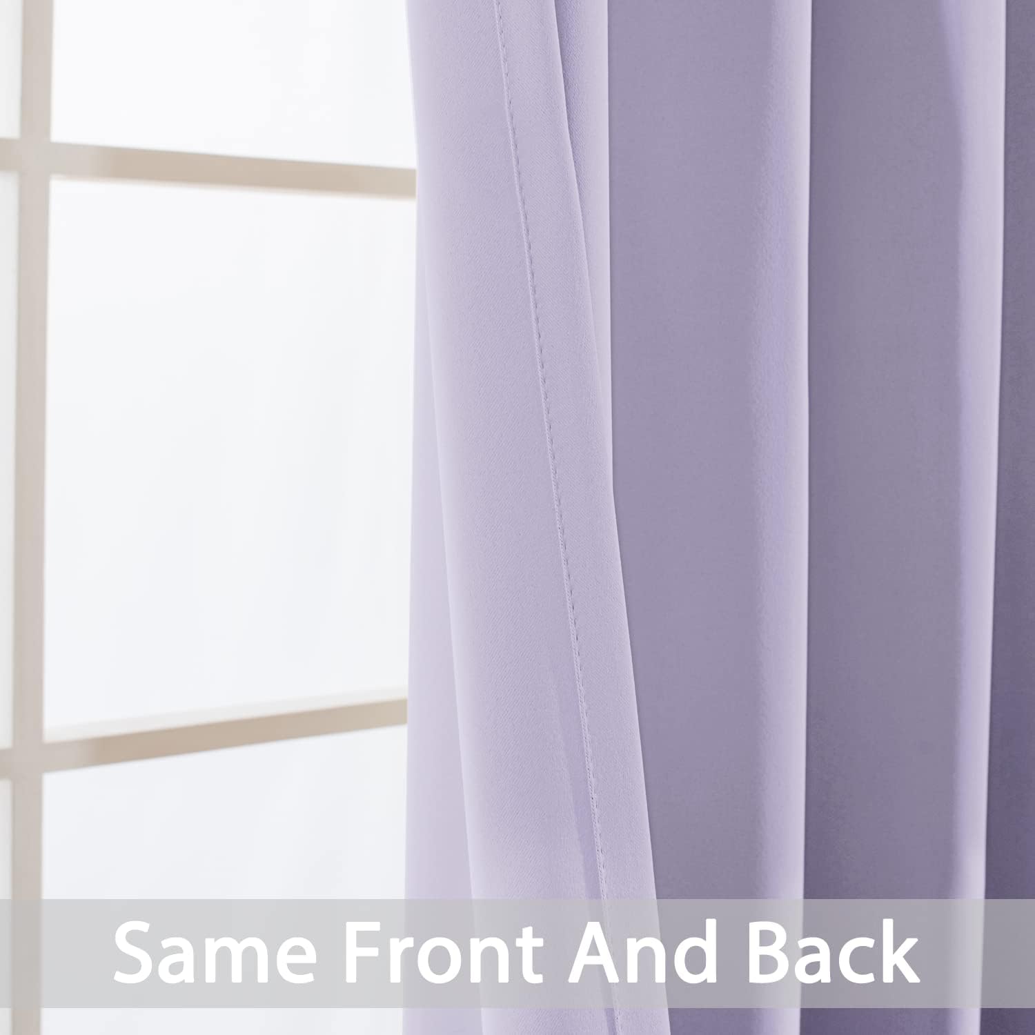Yakamok Blackout Curtains Room Darkening Thermal Insulated Window Panels, Solid Grommet Top Drapes for Bedroom/Living Room(70Wx84L, Lilac…