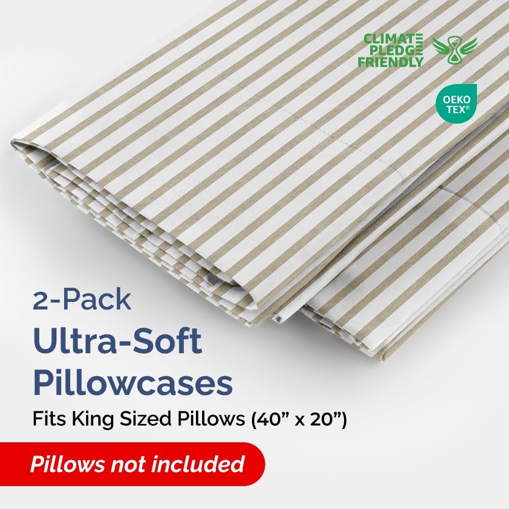 King Pillow Cases Set of 2 - Ultra Soft Hotel Quality Pillowcase Covers - Comfy, Cozy & Wrinkle Free - Shrinkage and Fade Resistant…